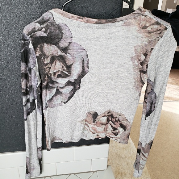 cropped gray floral wool sweater from zara - Picture 5 of 5